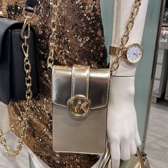 MICHAEL KORS WOMENS FASHION IPHONE SAMSUNG CASE PHONE HOLDER CROSSBODY BAG PURSE - Picture 12 of 16